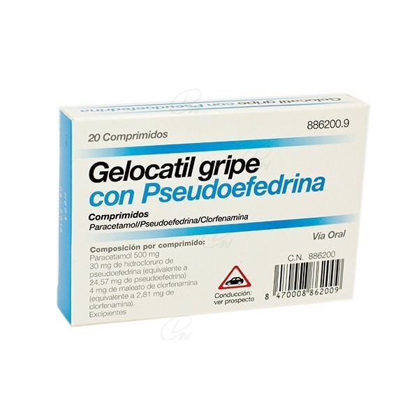 GELOCATIL GRIPE CON PSEUDOEFEDRINA COMPRIMIDOS, 20...