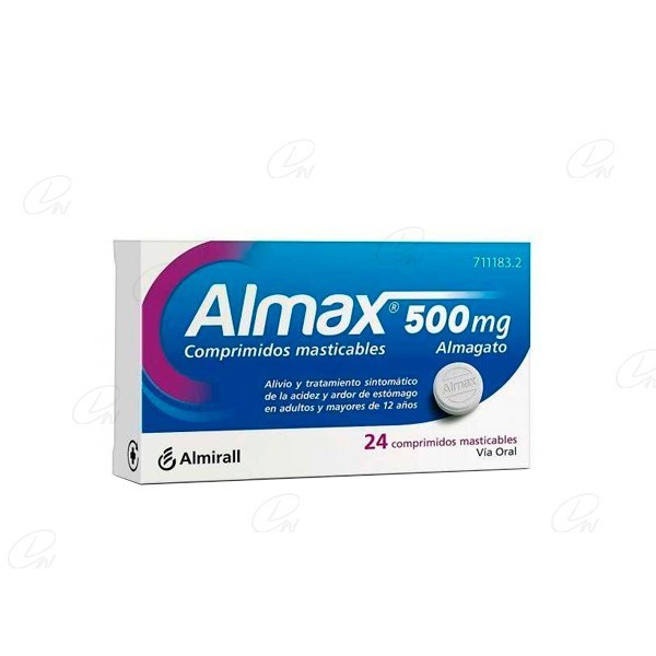 ALMAX 500 mg COMPRIMIDOS MASTICABLES, 24 comprimidos