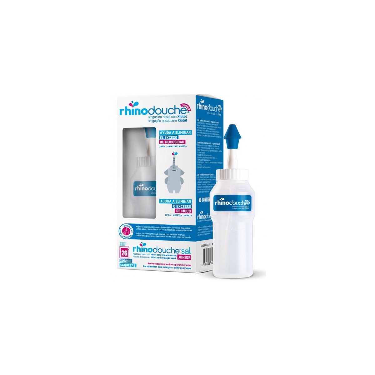 Rhinodouche Junior Pack Irrigador 250 ml + 26...