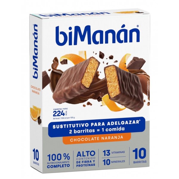 Bimanan Barritas Chocolate Naranja 10 unidades