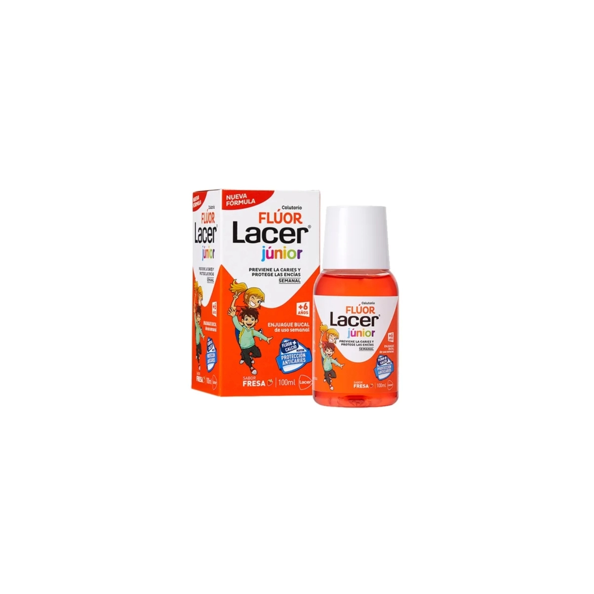 Lacer Junior Colutorio Fluor semanal Fresa 100 ml