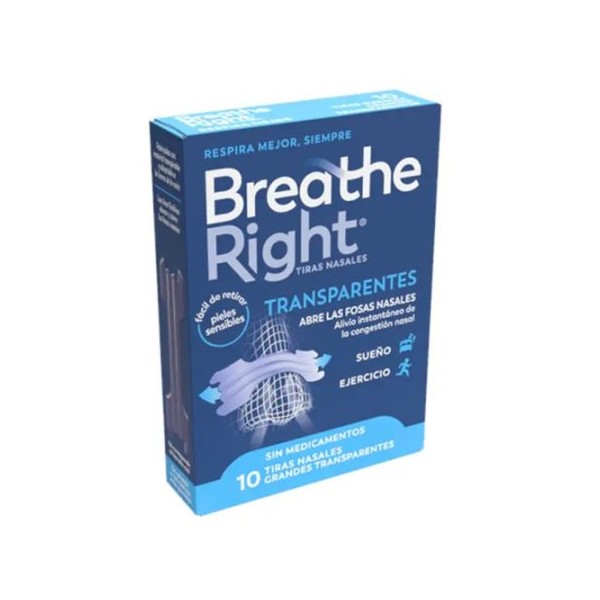 Tiras Nasales Transparentes Breathe Right Gde 10