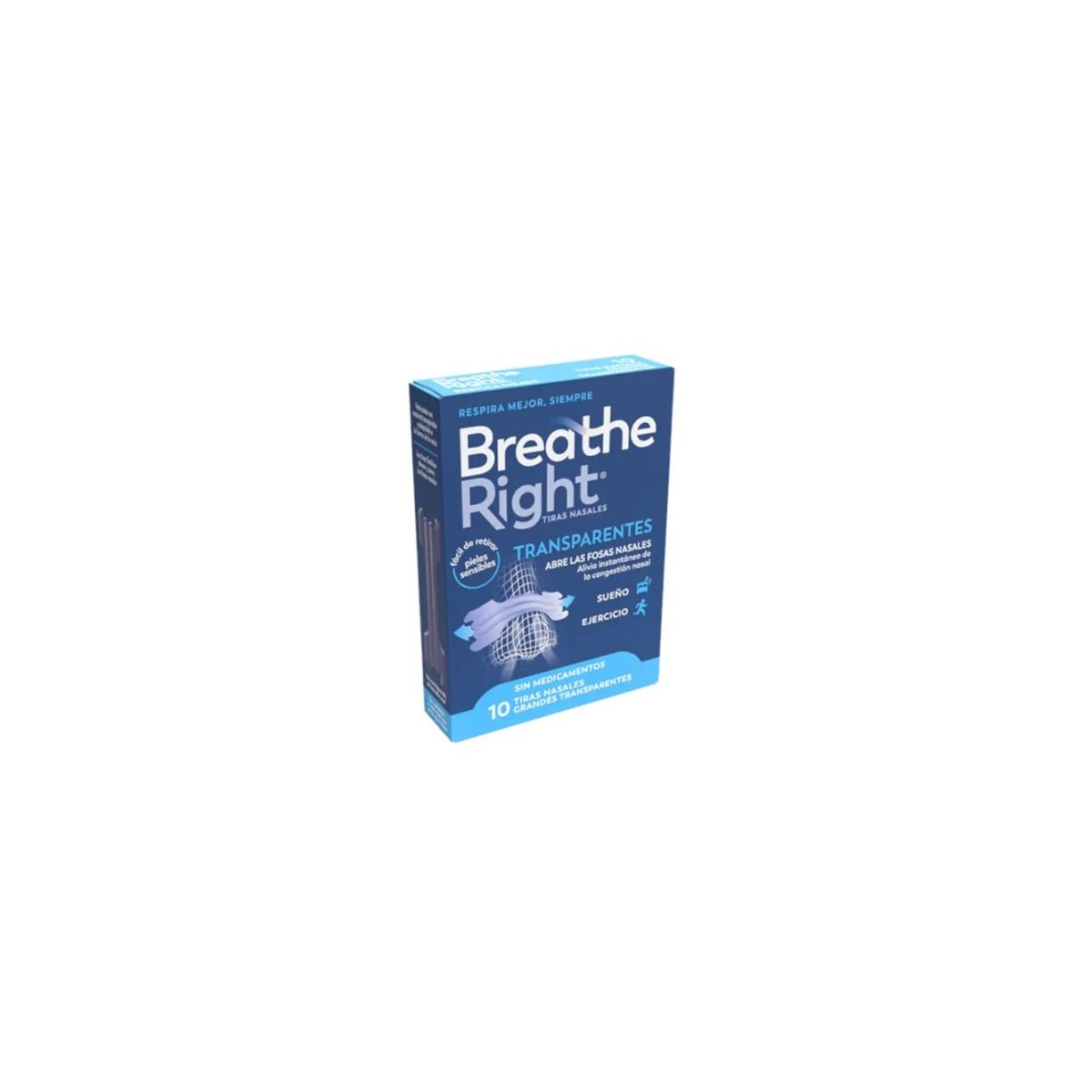 Tiras Nasales Transparentes Breathe Right Gde 10