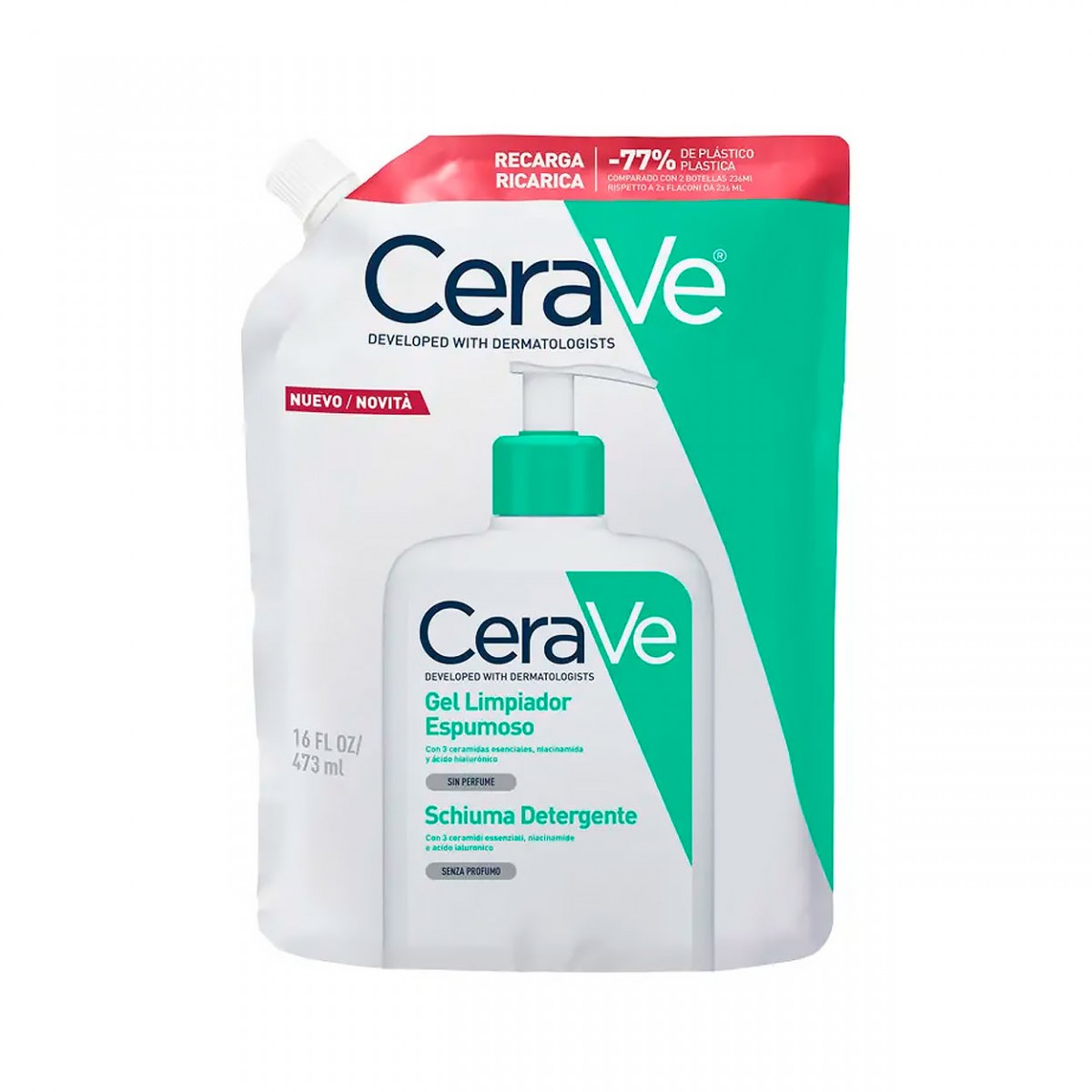 Recarga Cerave Gel Limpiador Espumoso 473 ml
