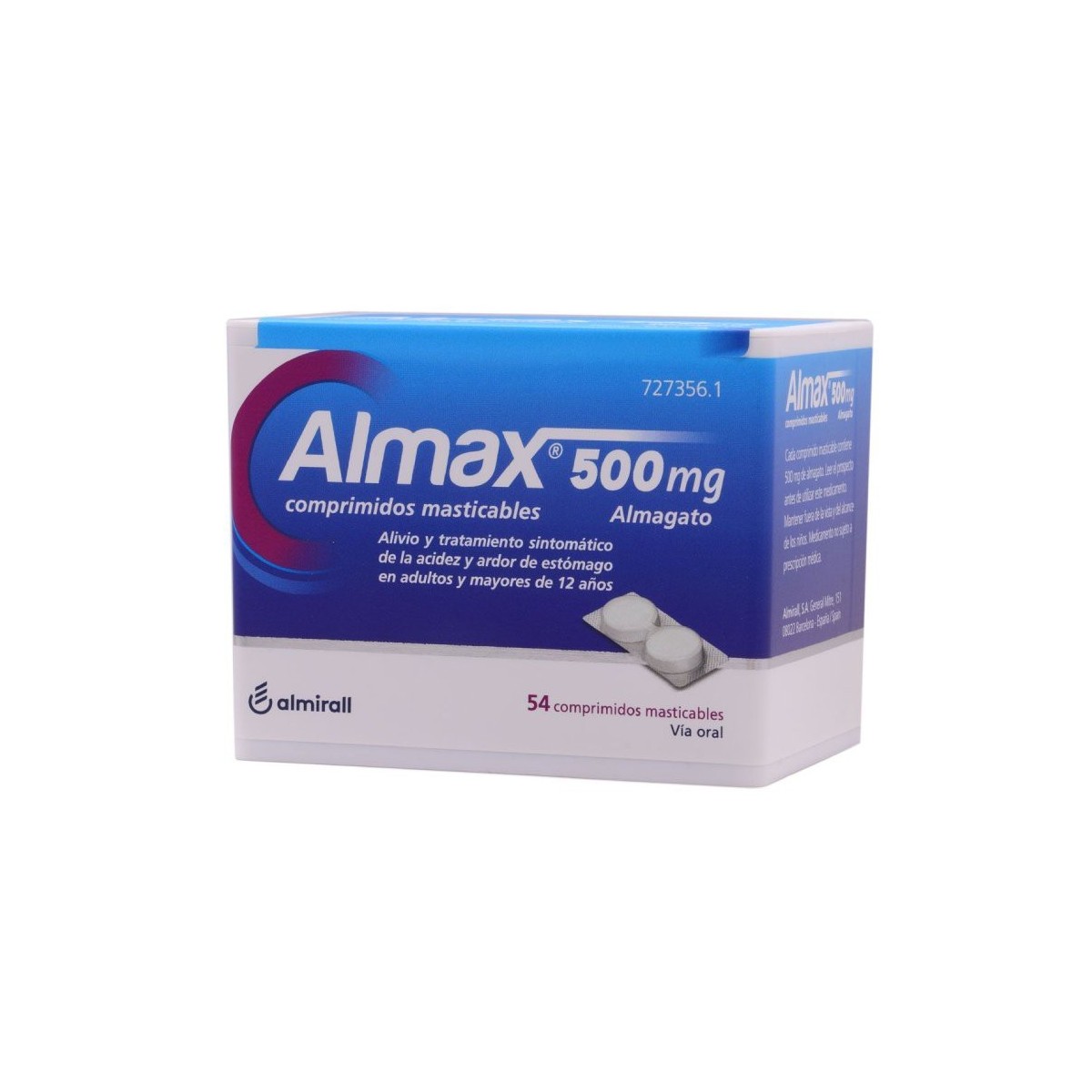 ALMAX 500 mg COMPRIMIDOS MASTICABLES, 54...