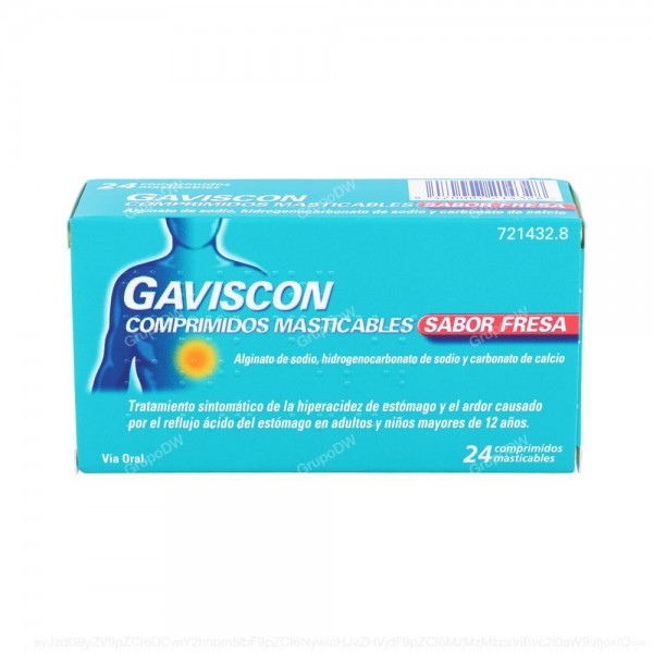 GAVISCON COMPRIMIDOS MASTICABLES SABOR FRESA, 24 comprimidos